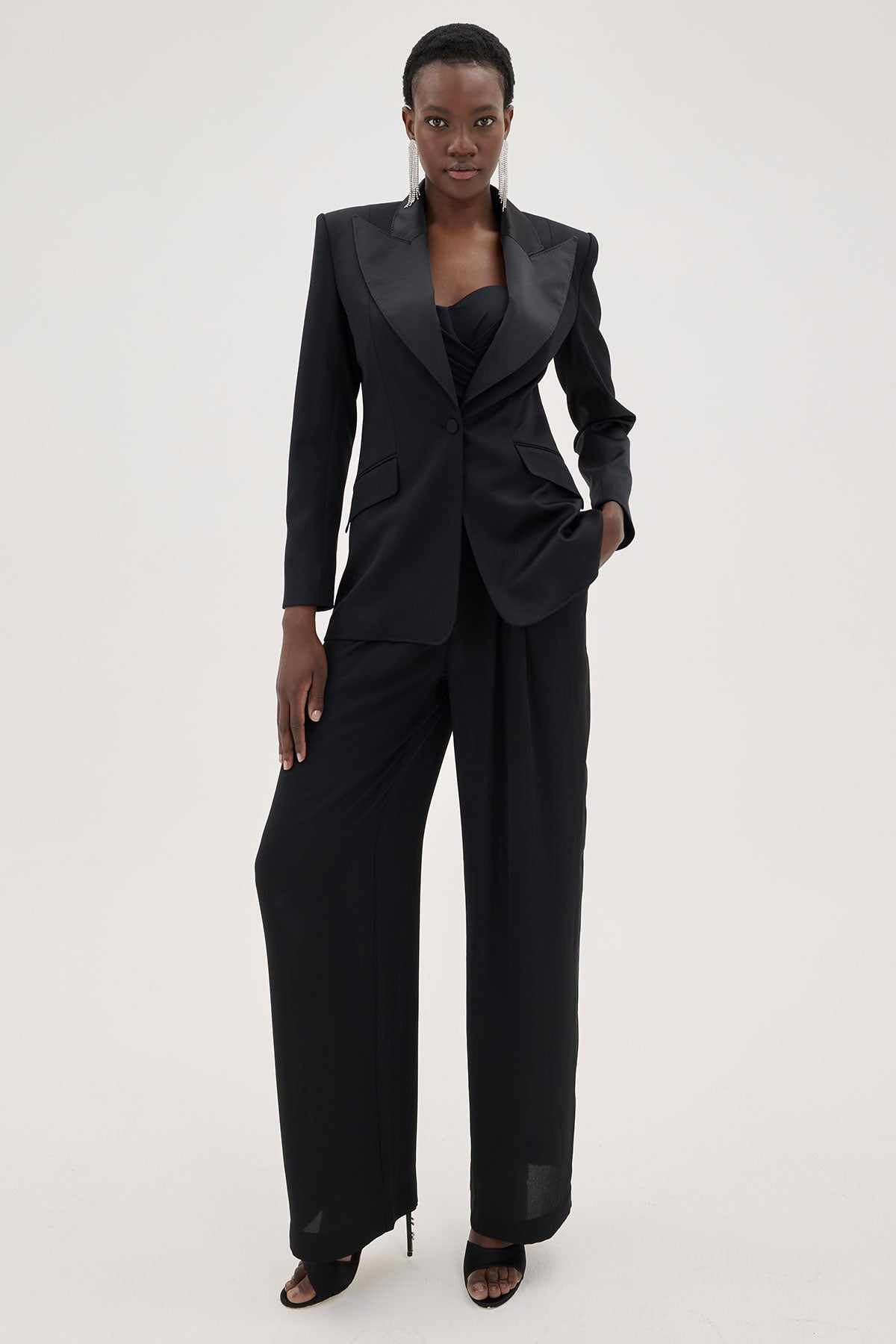 JACKET NO.139 IN JET BLACK WITH SATIN LAPELS