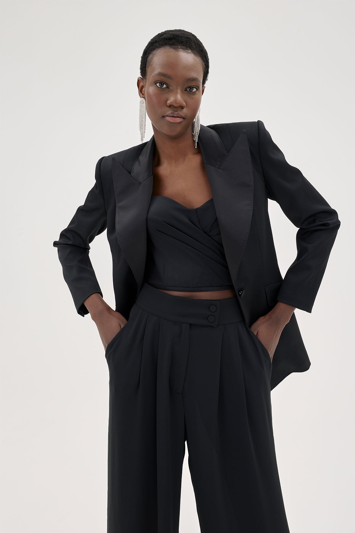 JACKET NO.139 IN JET BLACK WITH SATIN LAPELS