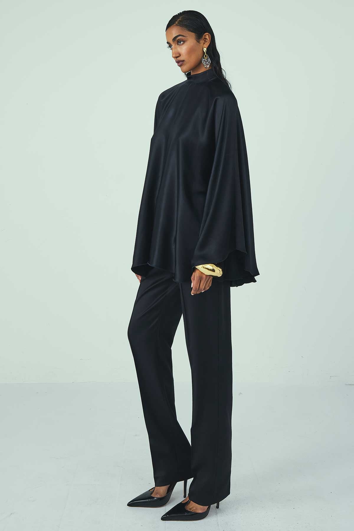 TOP DRESS NO.553 IN BLACK CADY