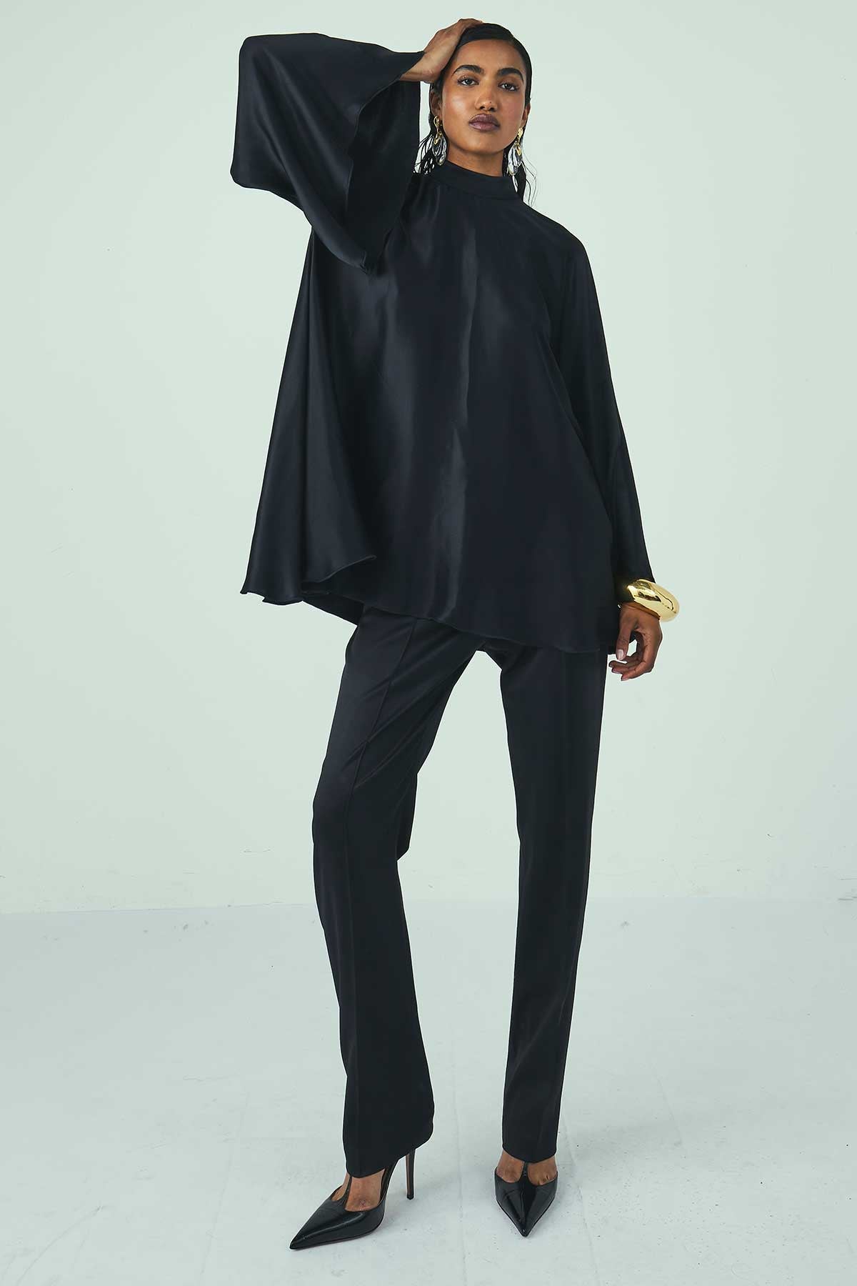TOP DRESS NO.553 IN BLACK CADY