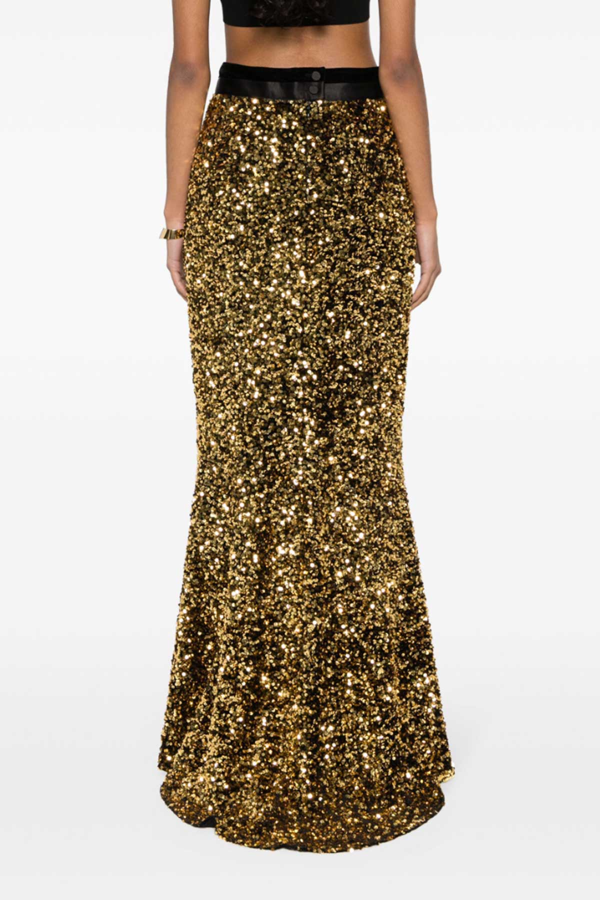 GOLD SEQUINED MAXI SKIRT