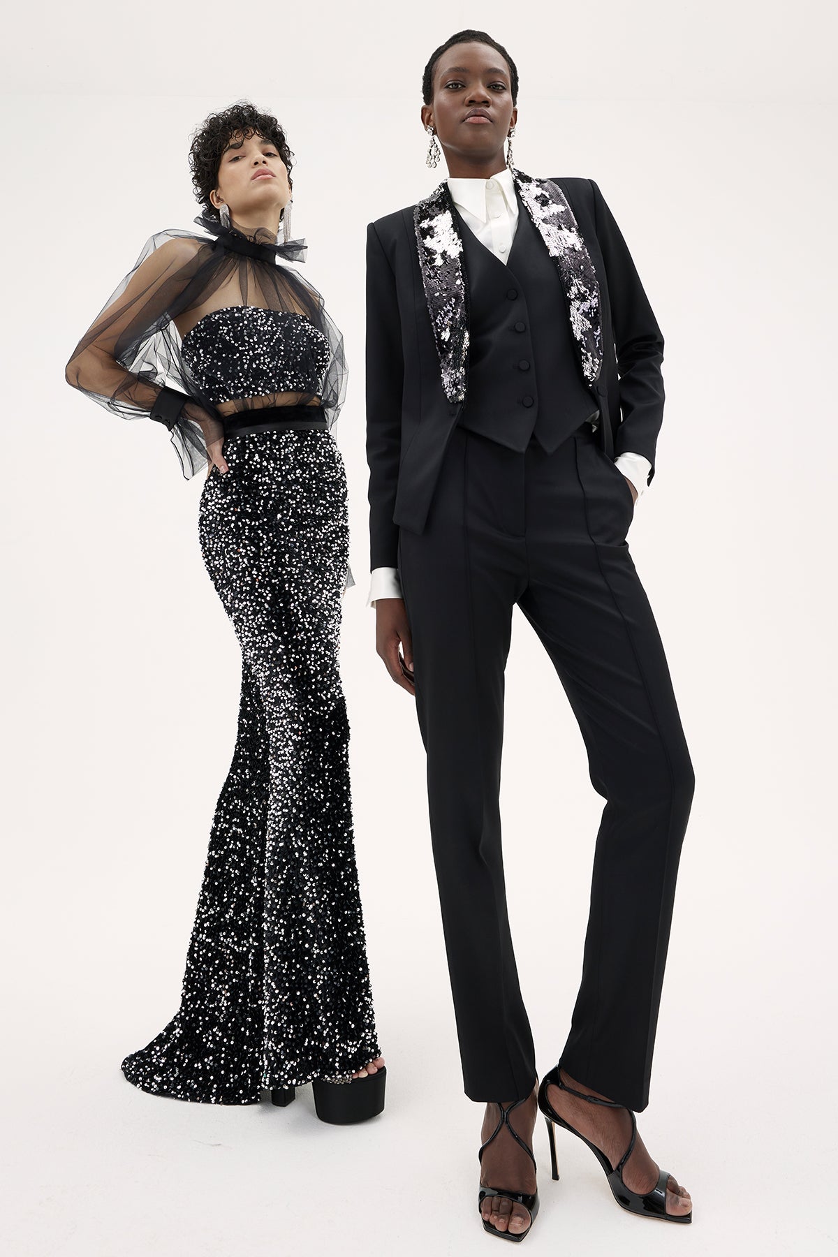 SEQUIN EMBELLISHED LAPEL TUXEDO