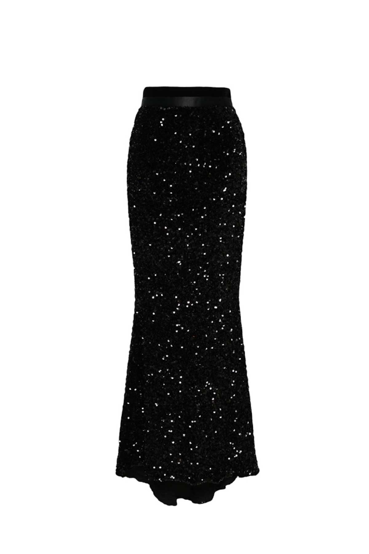 BLACK SEQUINED MAXI SKIRT