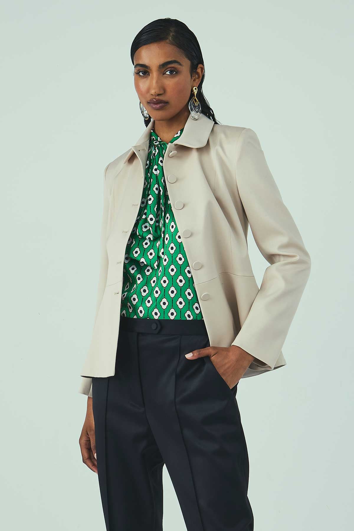 BLOUSE T016 IN PRINTED SILK